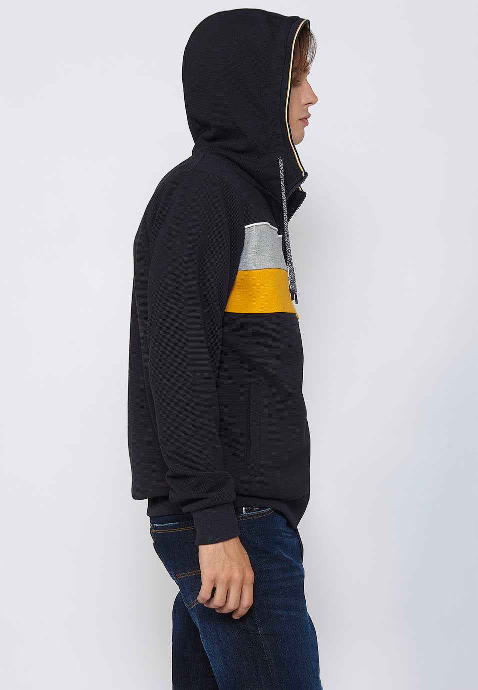 Chaqueta sudadera con capucha y cremallera Hombre Azul Marino – Koroshi
