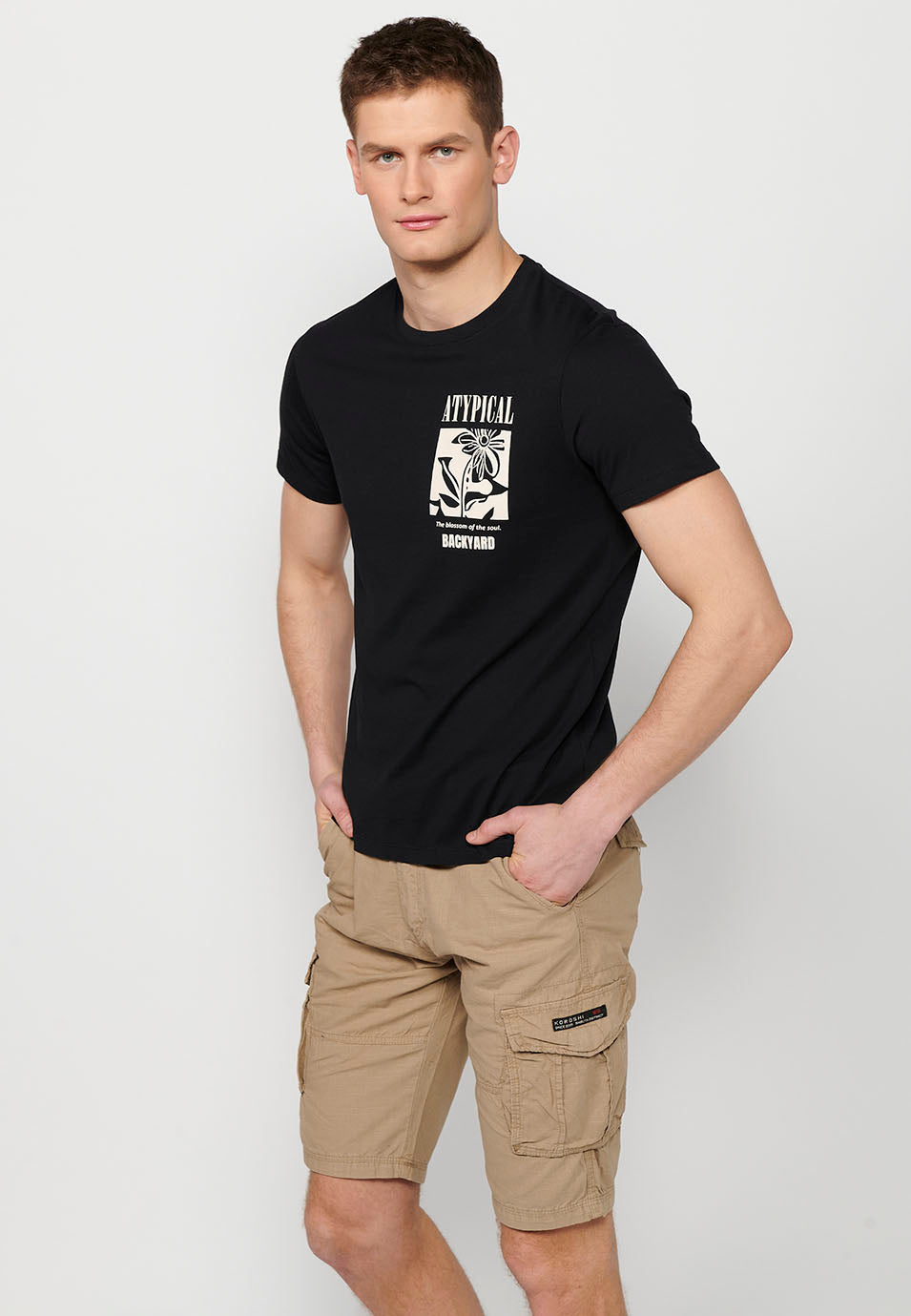 Camiseta Hombre Manga Corta Cuello Redondo Estampada – Koroshi 2411MC12