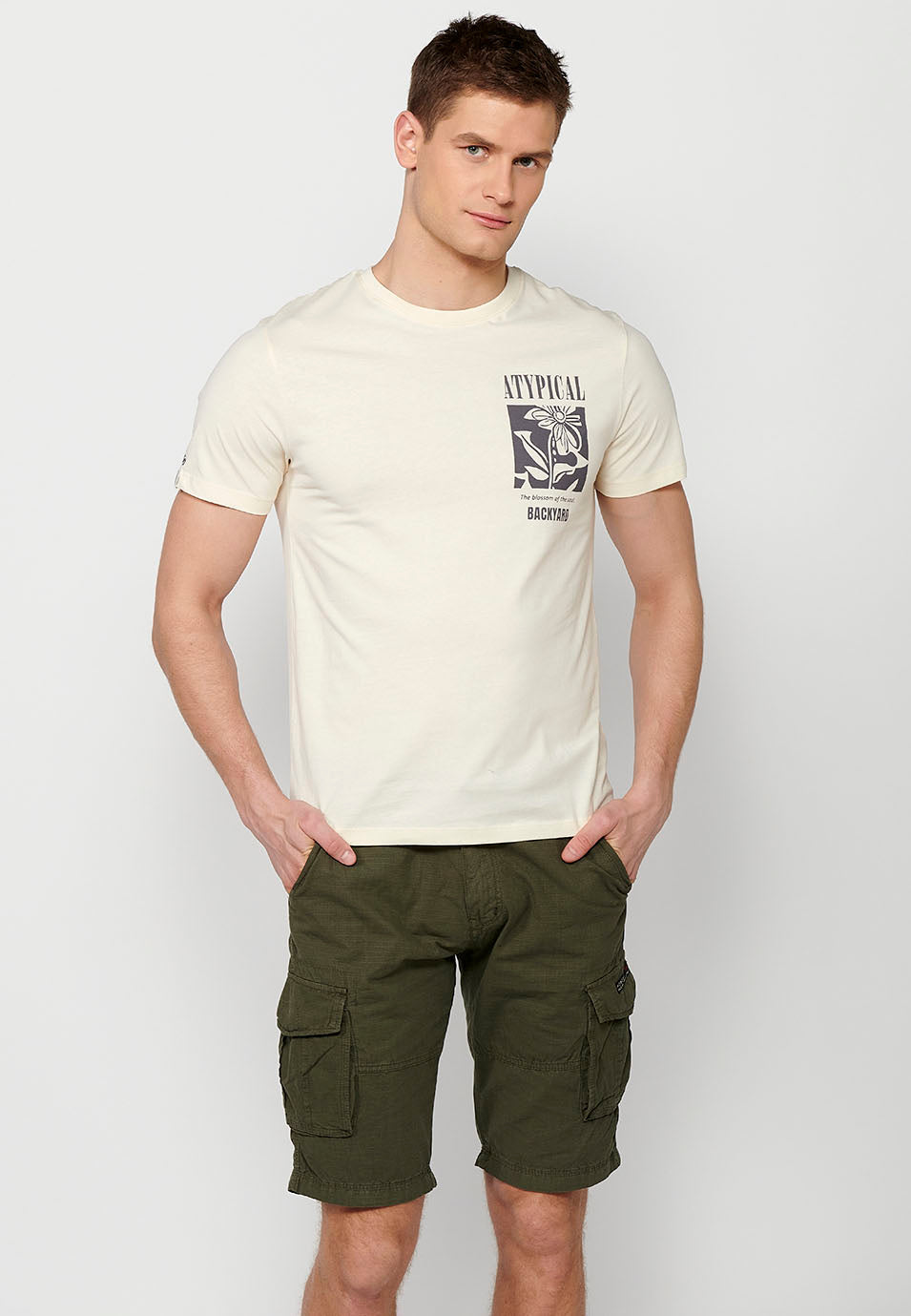 Camiseta Hombre Manga Corta Cuello Redondo Estampada – Koroshi 2411MC12