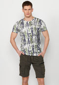 Camiseta Hombre Manga Corta Cuello Redondo Estampada Multicolor – Koroshi