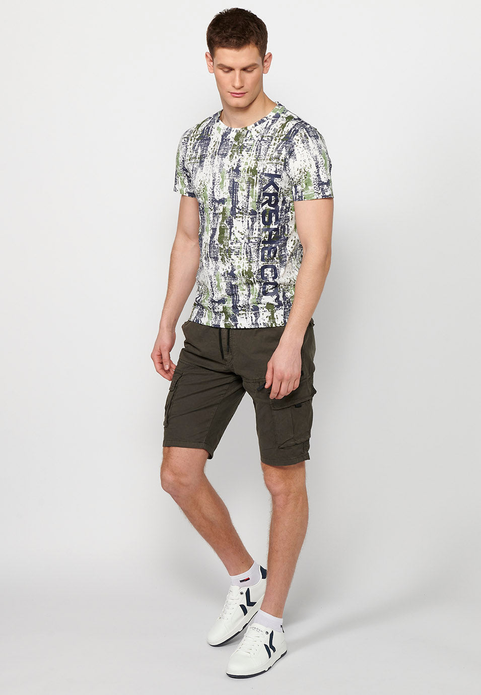 Camiseta Hombre Manga Corta Cuello Redondo Estampada Multicolor – Koroshi
