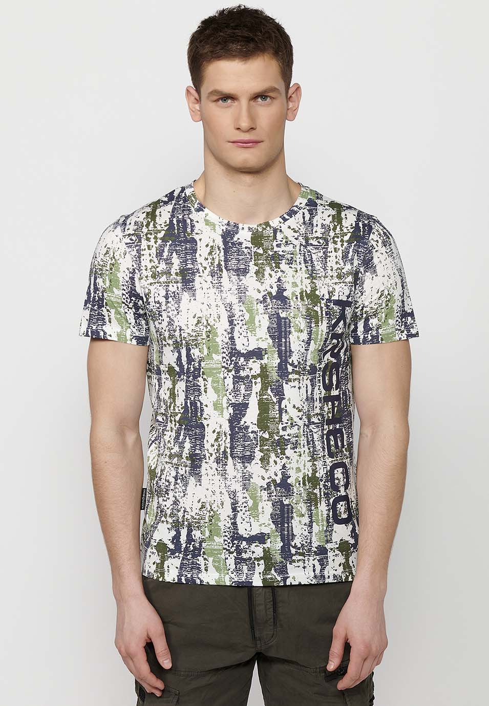 Camiseta Hombre Manga Corta Cuello Redondo Estampada Multicolor – Koroshi