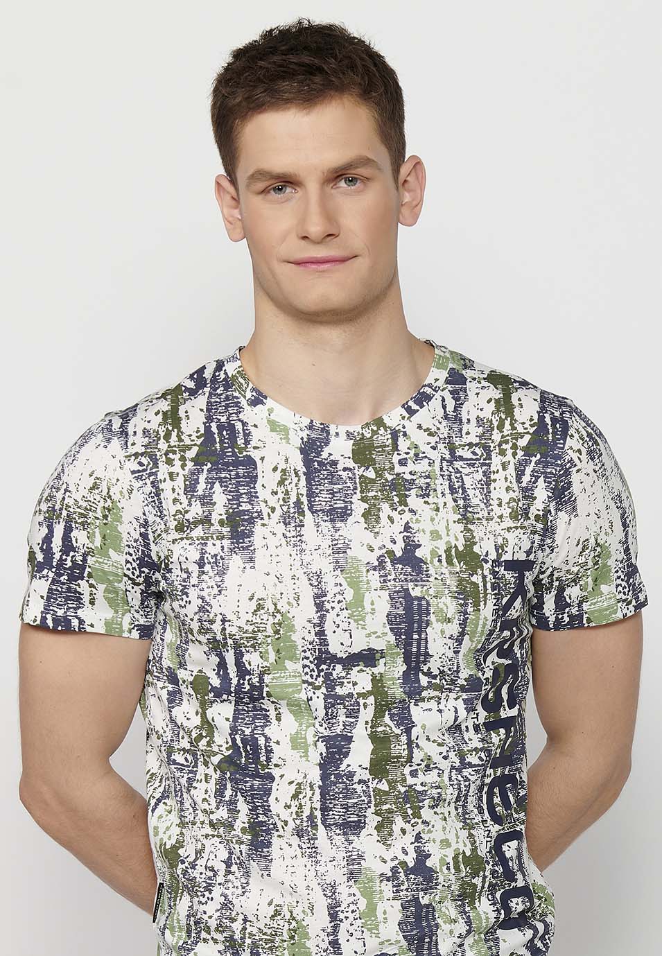 Camiseta Hombre Manga Corta Cuello Redondo Estampada Multicolor – Koroshi