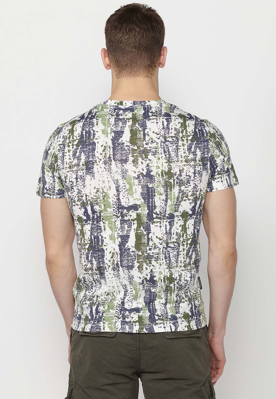 Camiseta Hombre Manga Corta Cuello Redondo Estampada Multicolor – Koroshi