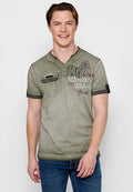 Camiseta Hombre Manga Corta Cuello con Botón Estilo Biker – Koroshi 2411MC24
