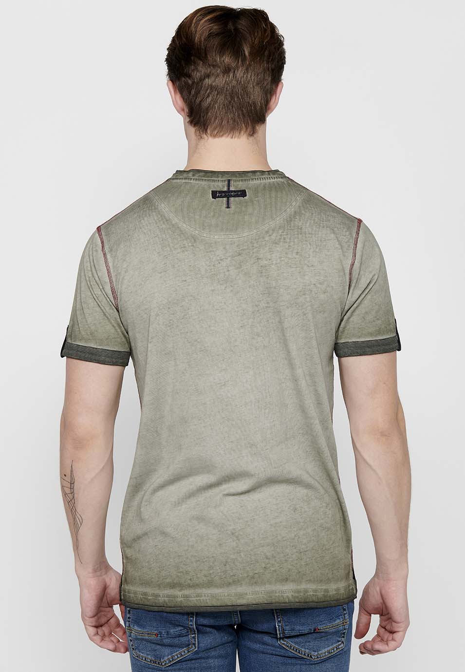 Camiseta Hombre Manga Corta Cuello con Botón Estilo Biker – Koroshi 2411MC24