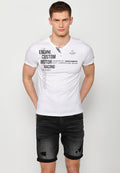 Camiseta Hombre Manga Corta Cuello Henley Estampada – Koroshi 2411MC36