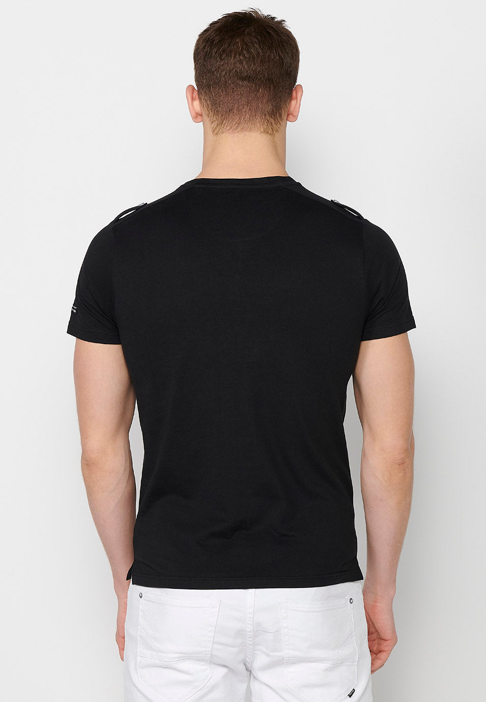 Camiseta Hombre Manga Corta Cuello Henley Estampada – Koroshi 2411MC36