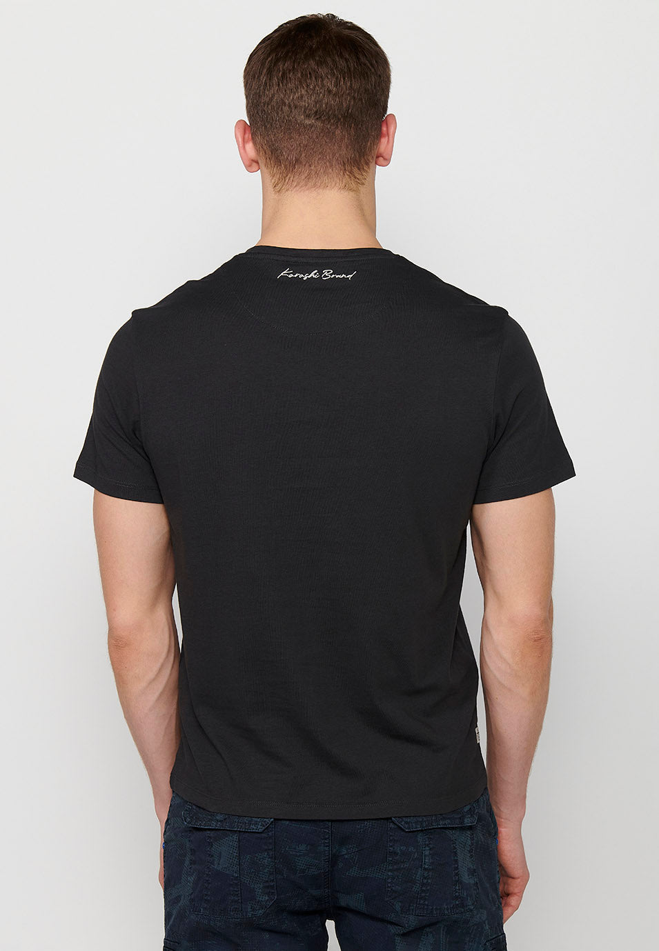 Camiseta Hombre Manga Corta Cuello Redondo Estampado Calavera – Koroshi 2411MC42