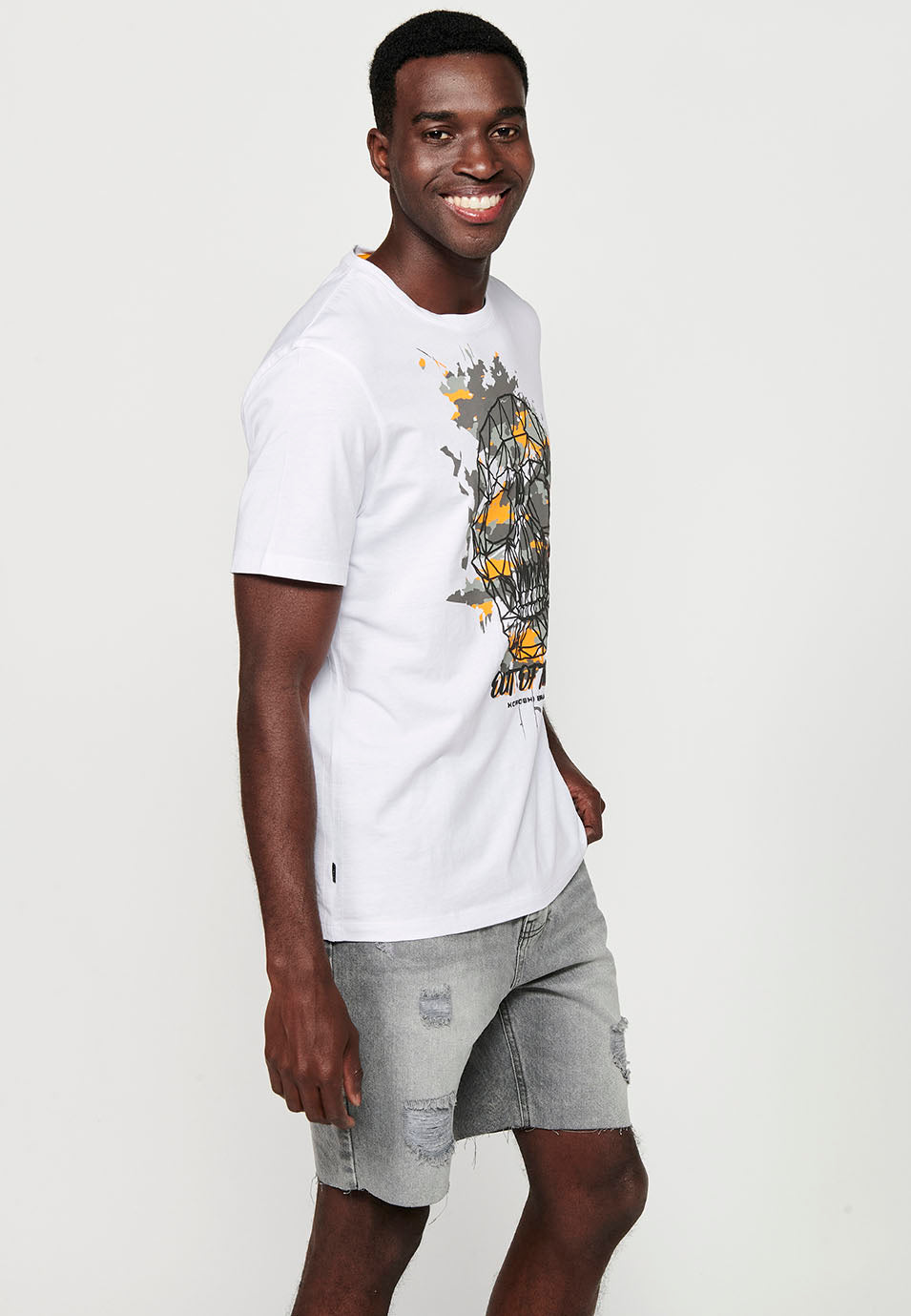 Camiseta Hombre Manga Corta Cuello Redondo Estampado Calavera – Koroshi 2411MC43