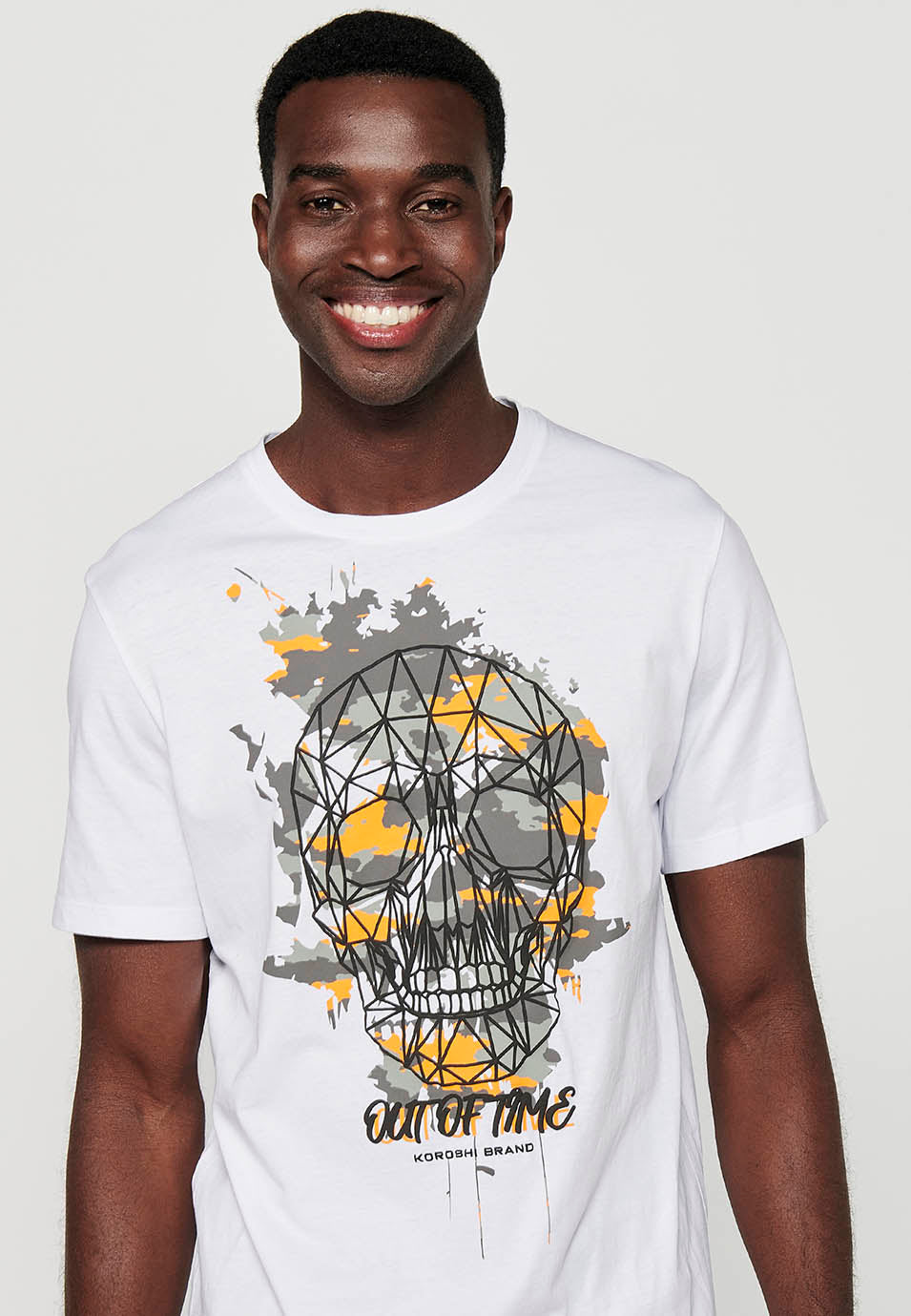 Camiseta Hombre Manga Corta Cuello Redondo Estampado Calavera – Koroshi 2411MC43