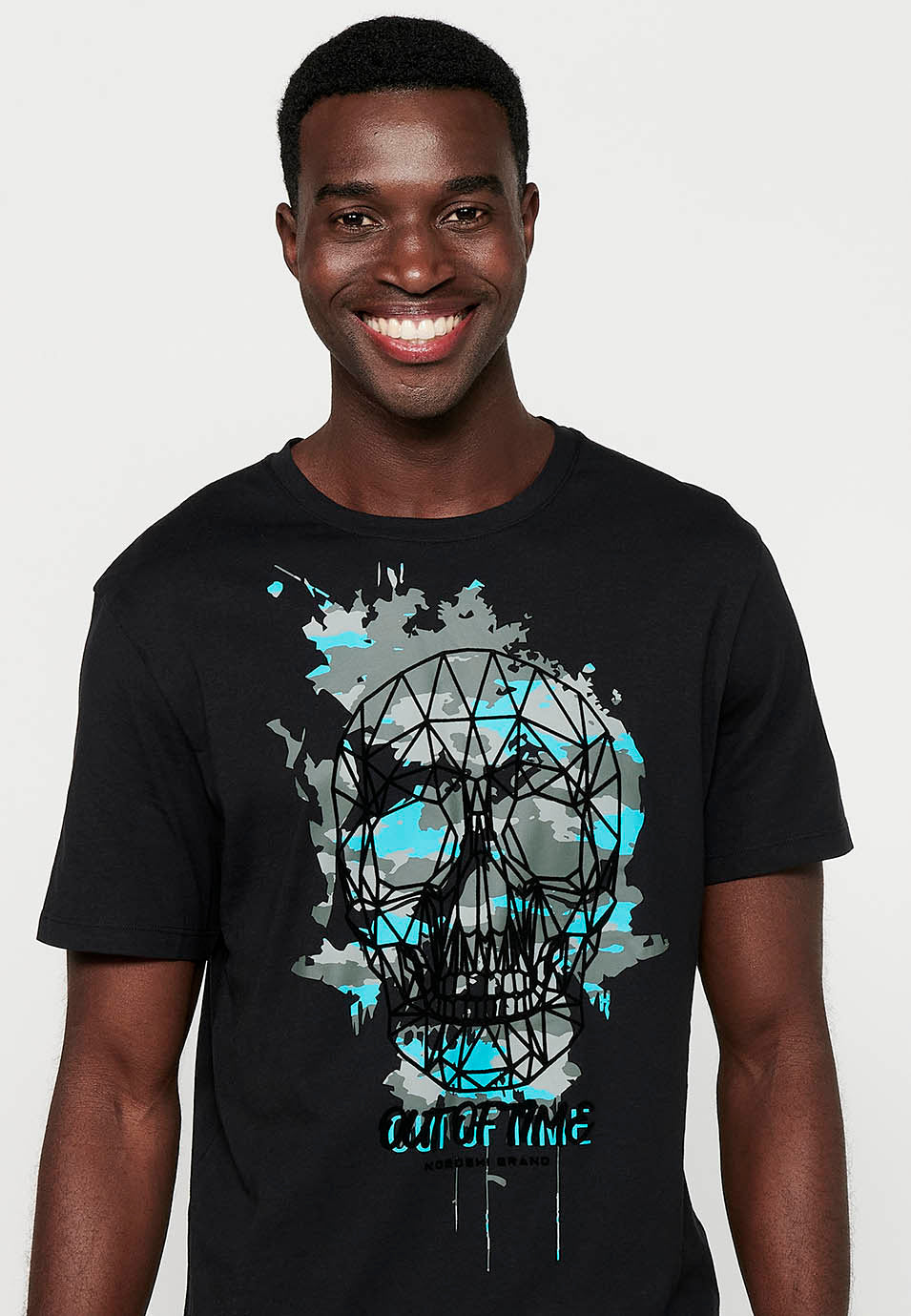 Camiseta Hombre Manga Corta Cuello Redondo Estampado Calavera – Koroshi 2411MC43