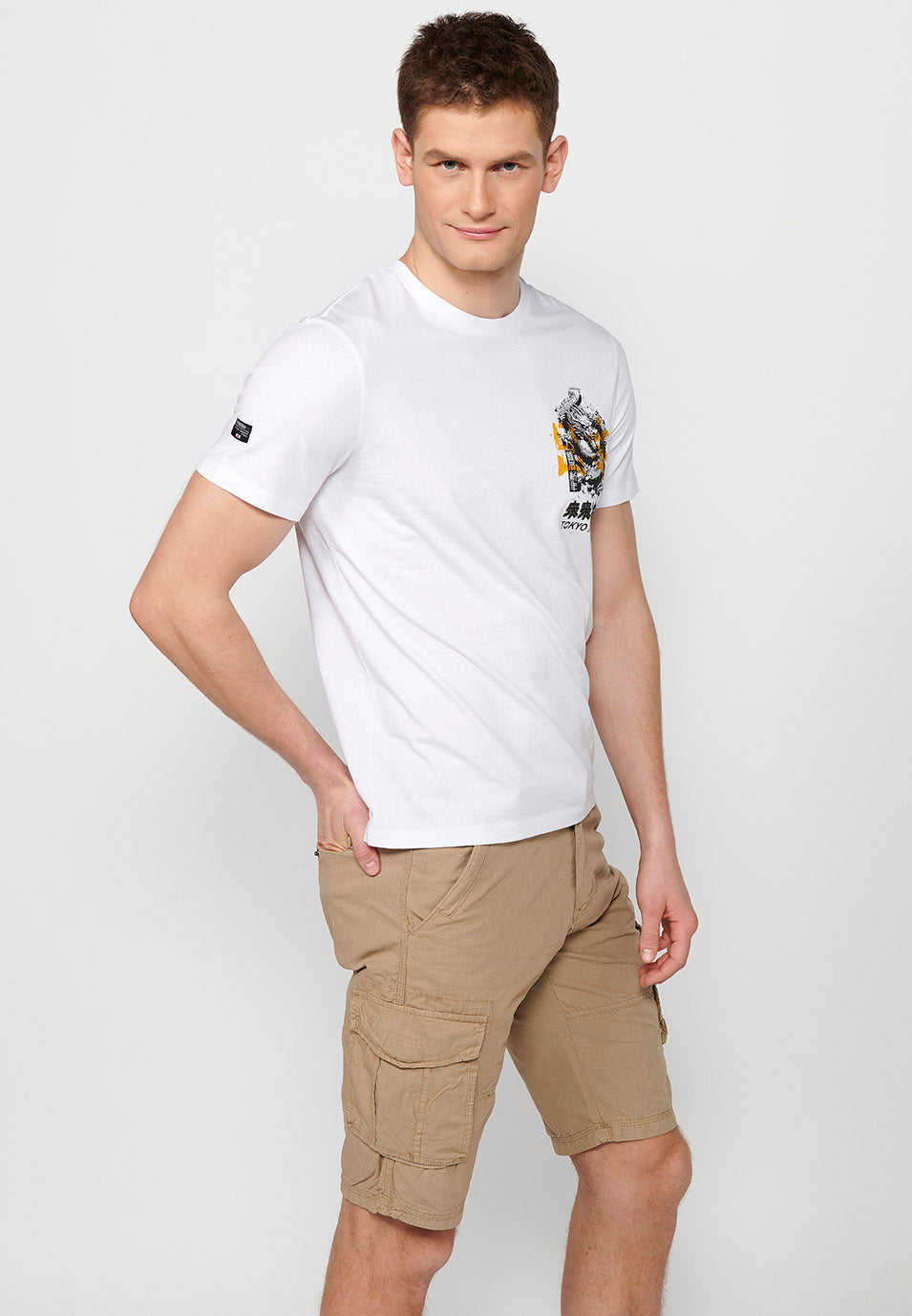 Camiseta Hombre Manga Corta Estampado Espalda – Koroshi 2411MC51