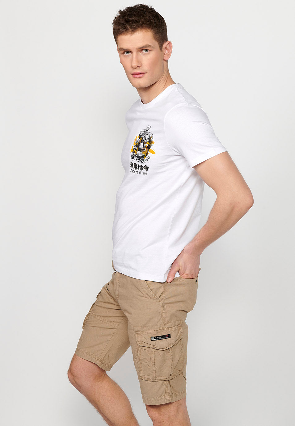 Camiseta Hombre Manga Corta Estampado Espalda – Koroshi 2411MC51