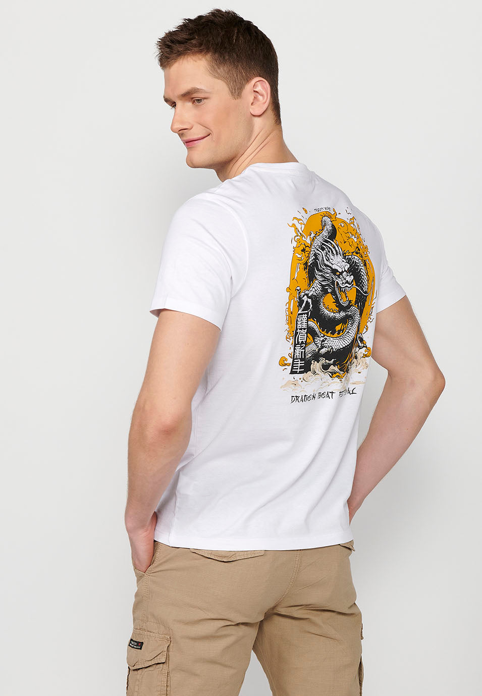 Camiseta Hombre Manga Corta Estampado Espalda – Koroshi 2411MC51