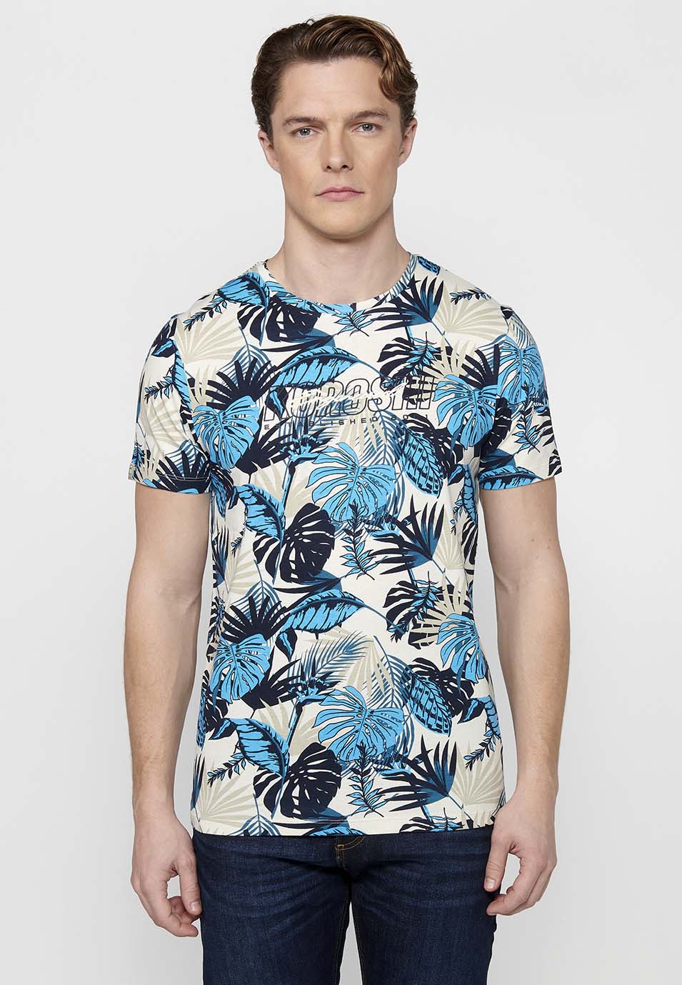 Camiseta Hombre Manga Corta Estampado Floral – Koroshi 2411MC55