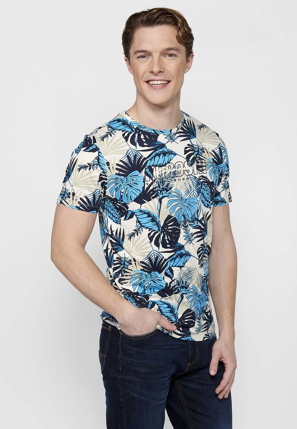 Camiseta Hombre Manga Corta Estampado Floral – Koroshi 2411MC55