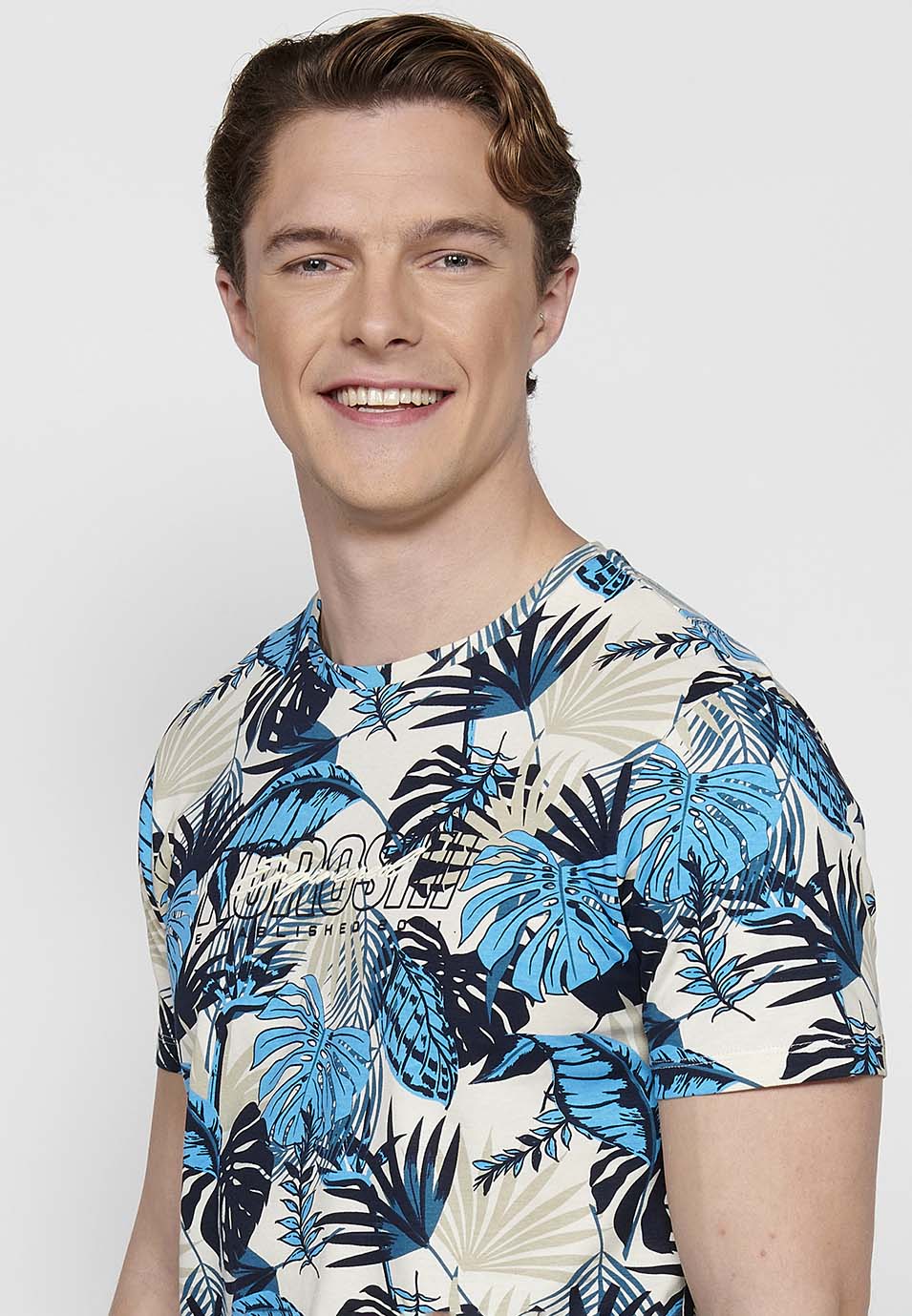 Camiseta Hombre Manga Corta Estampado Floral – Koroshi 2411MC55