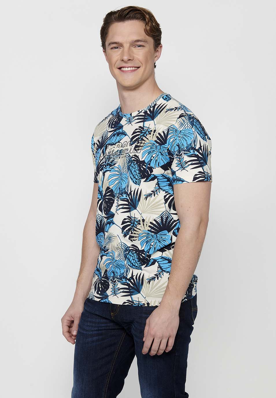 Camiseta Hombre Manga Corta Estampado Floral – Koroshi 2411MC55