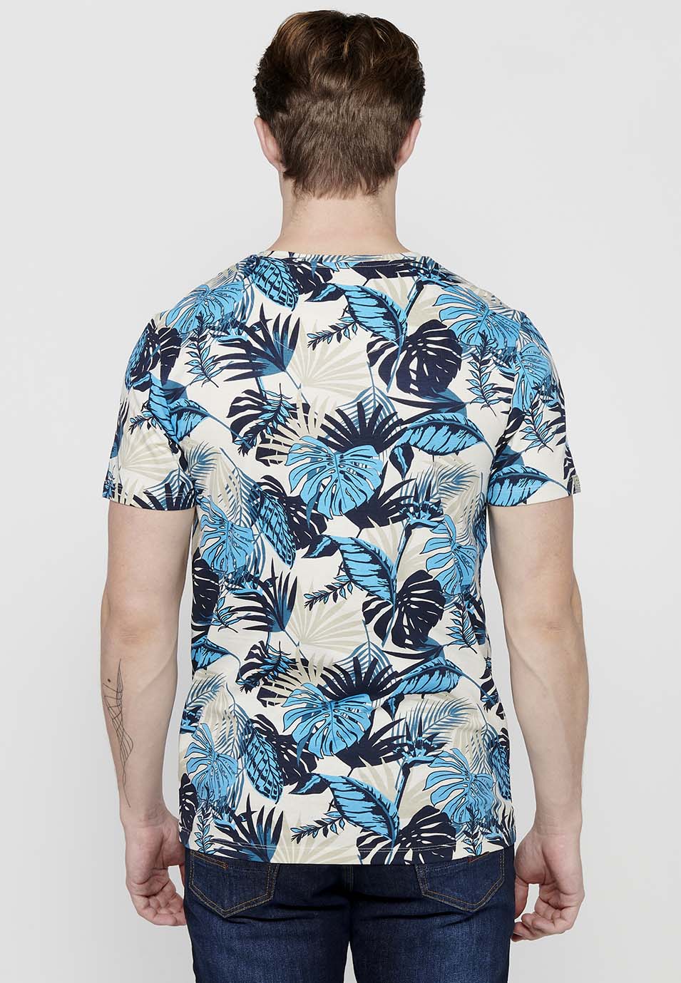 Camiseta Hombre Manga Corta Estampado Floral – Koroshi 2411MC55