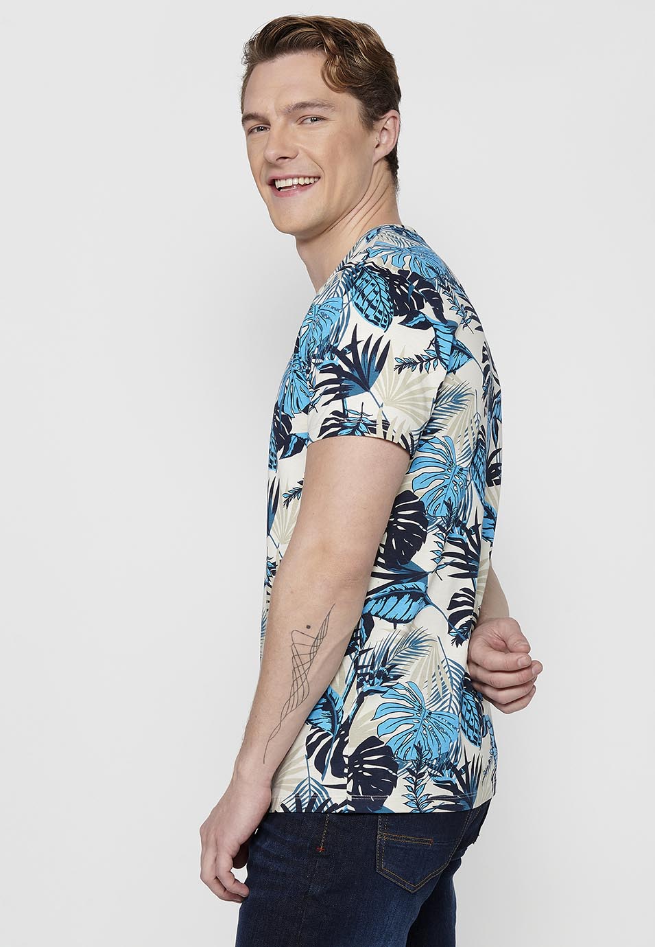 Camiseta Hombre Manga Corta Estampado Floral – Koroshi 2411MC55