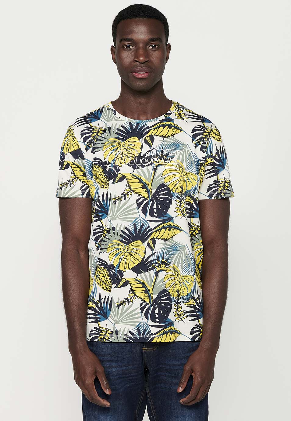 Camiseta Hombre Manga Corta Estampado Floral – Koroshi 2411MC55