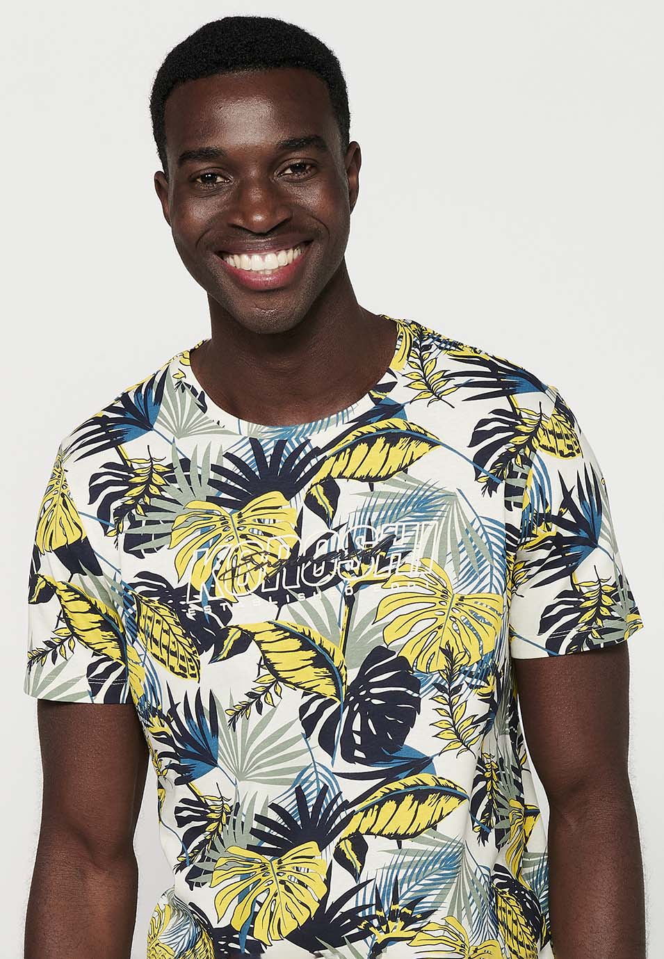 Camiseta Hombre Manga Corta Estampado Floral – Koroshi 2411MC55