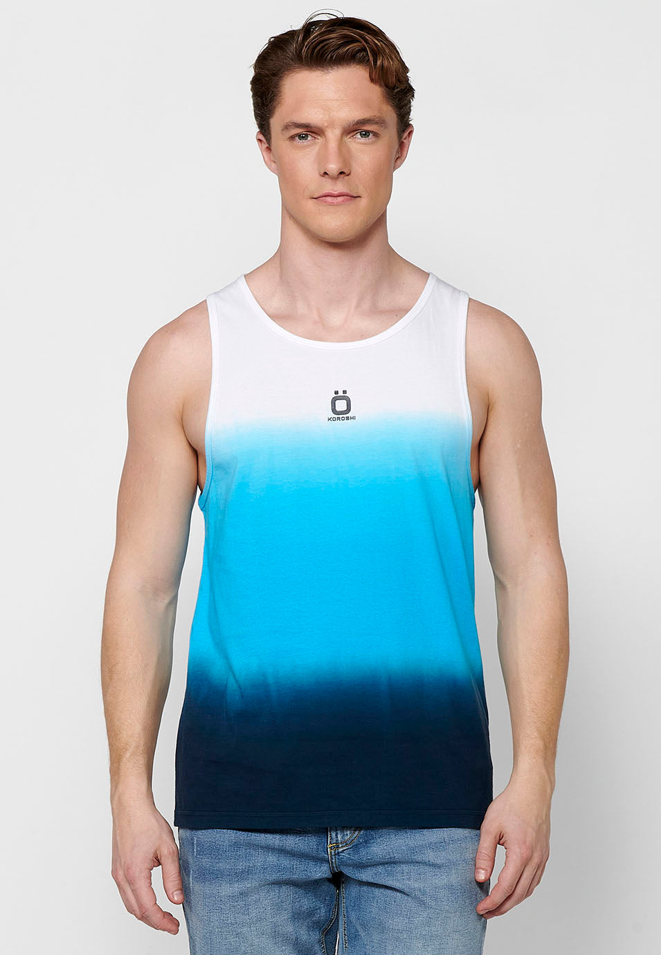 Camiseta Hombre Sin Mangas de Tirantes Degradado de Algodón – Koroshi 2411MS00