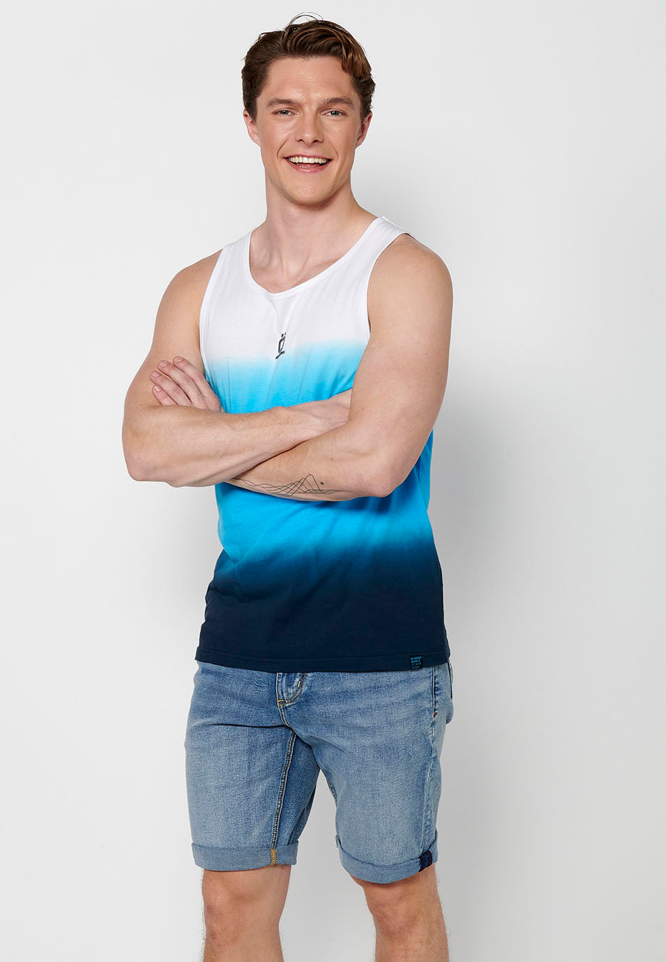Camiseta Hombre Sin Mangas de Tirantes Degradado de Algodón – Koroshi 2411MS00