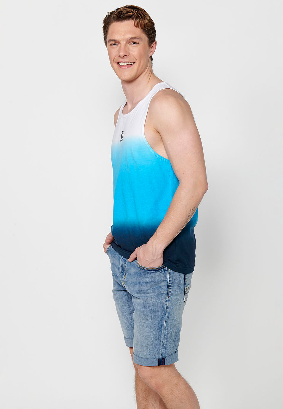 Camiseta Hombre Sin Mangas de Tirantes Degradado de Algodón – Koroshi 2411MS00