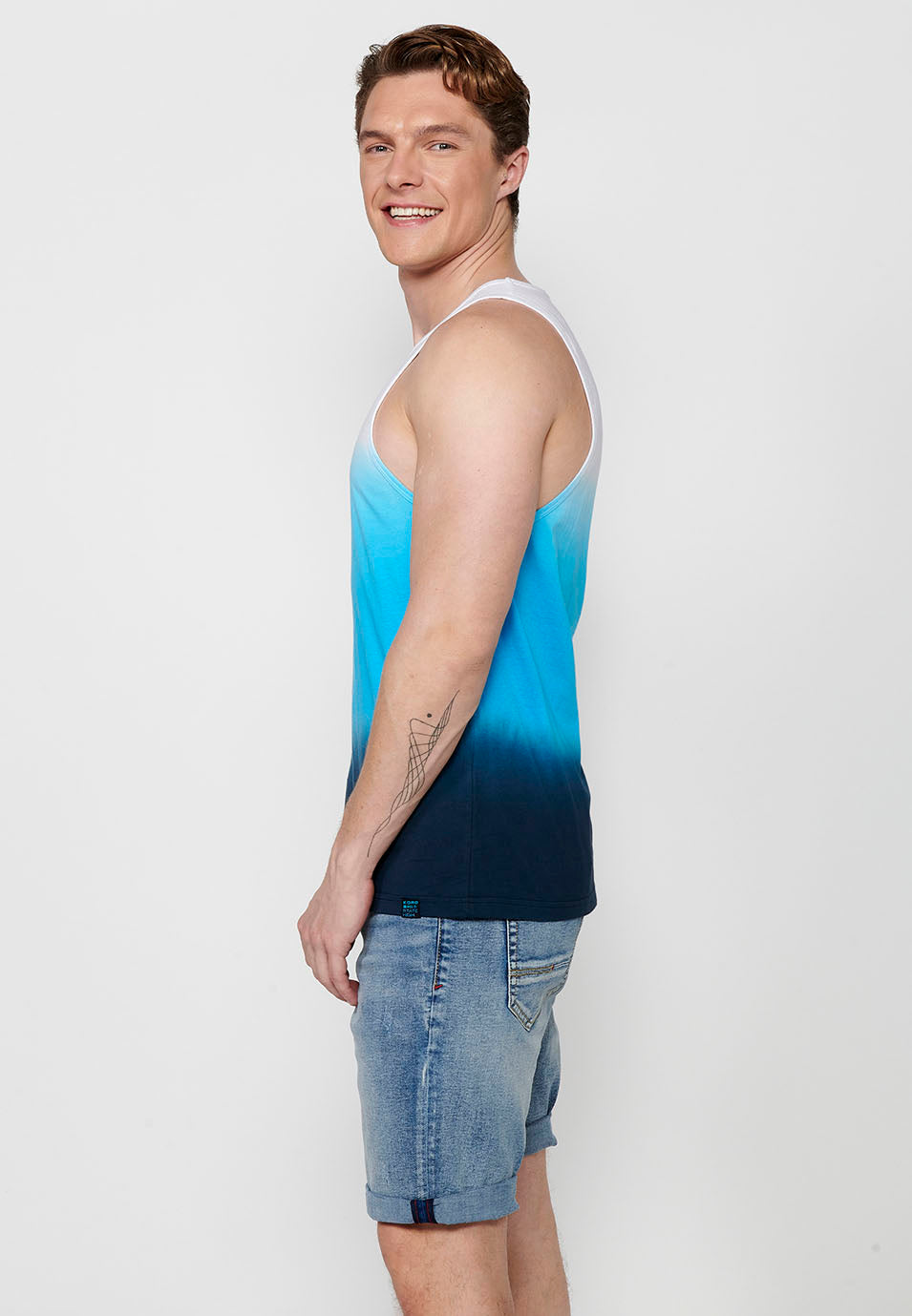 Camiseta Hombre Sin Mangas de Tirantes Degradado de Algodón – Koroshi 2411MS00