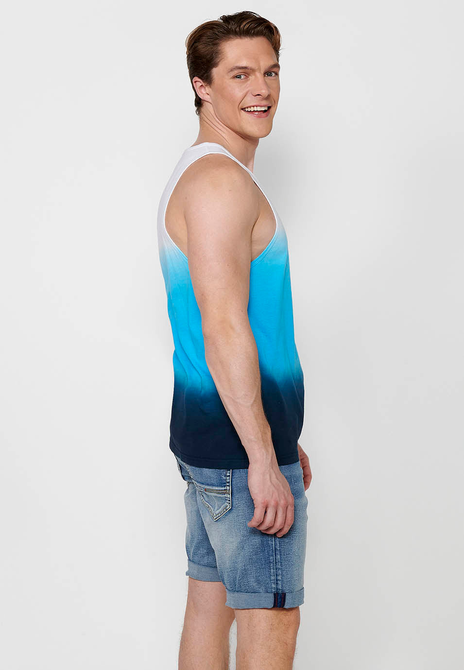 Camiseta Hombre Sin Mangas de Tirantes Degradado de Algodón – Koroshi 2411MS00