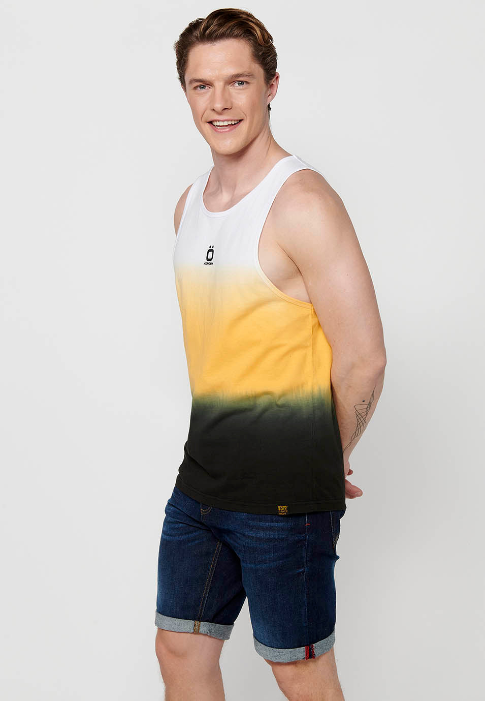Camiseta Hombre Sin Mangas de Tirantes Degradado de Algodón – Koroshi 2411MS00