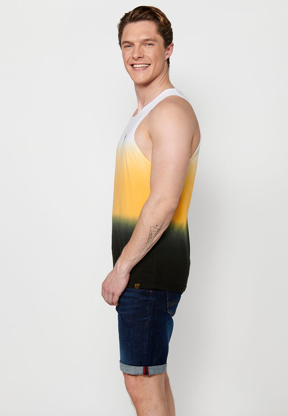 Camiseta Hombre Sin Mangas de Tirantes Degradado de Algodón – Koroshi 2411MS00