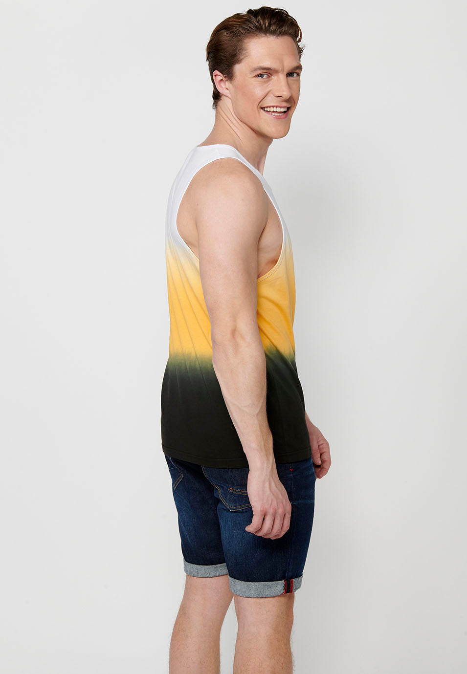 Camiseta Hombre Sin Mangas de Tirantes Degradado de Algodón – Koroshi 2411MS00