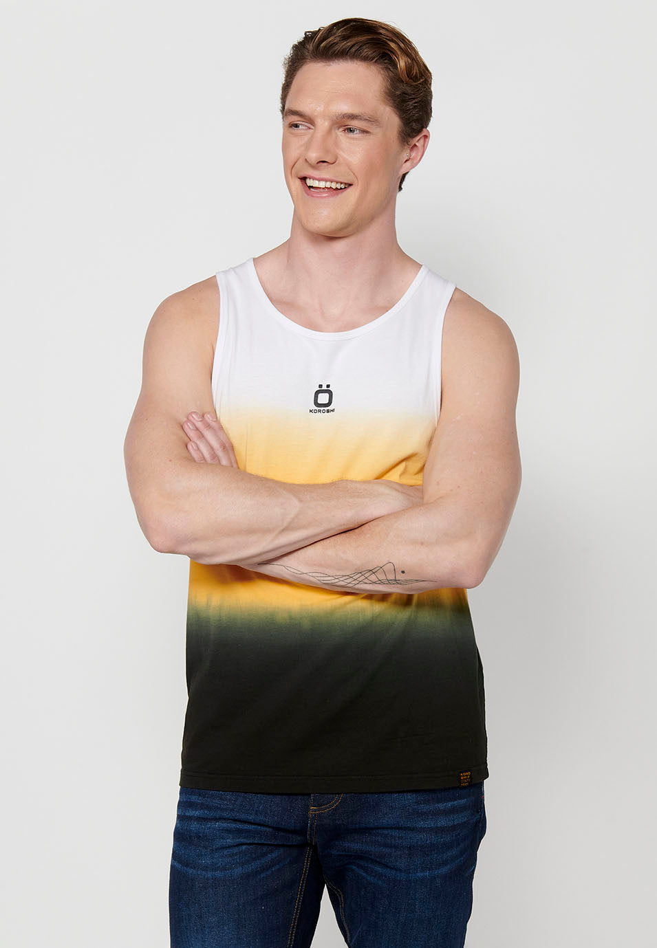Camiseta Hombre Sin Mangas de Tirantes Degradado de Algodón – Koroshi 2411MS00