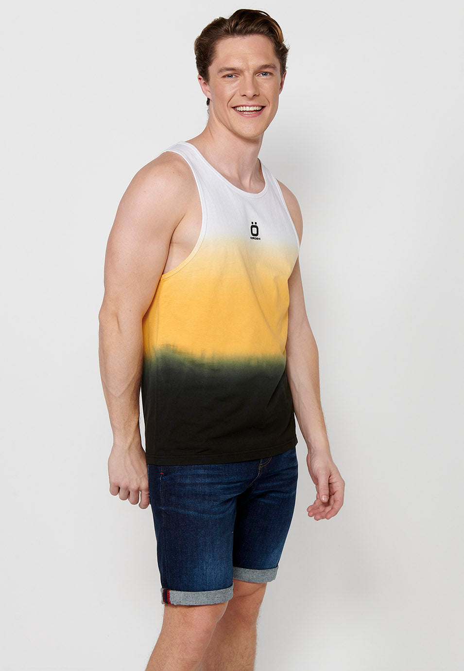 Camiseta Hombre Sin Mangas de Tirantes Degradado de Algodón – Koroshi 2411MS00