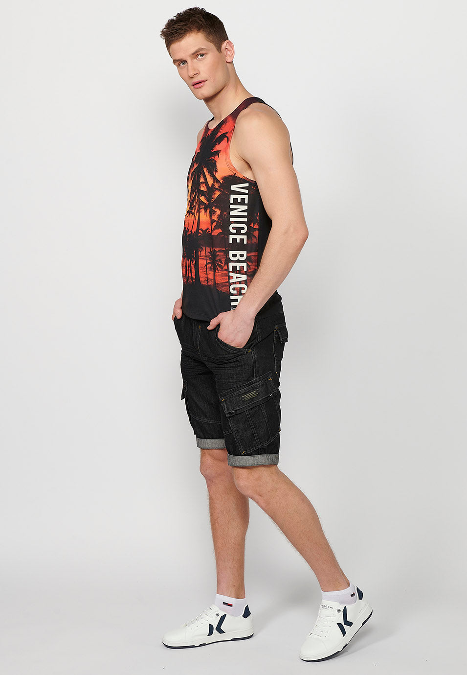 Camiseta Hombre Sin Mangas de Tirantes Estampado Venice Beach – Koroshi Multicolor