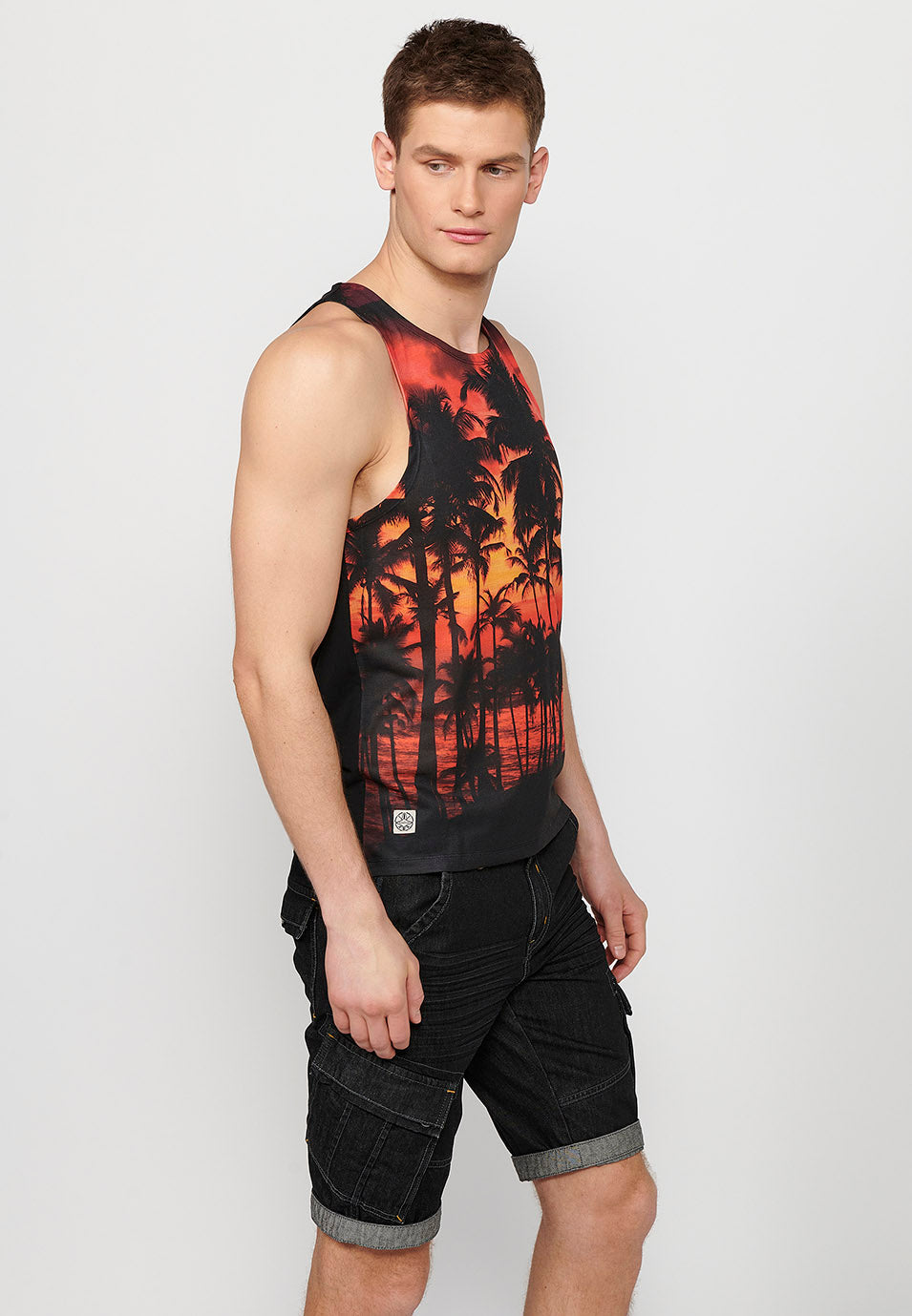 Camiseta Hombre Sin Mangas de Tirantes Estampado Venice Beach – Koroshi Multicolor