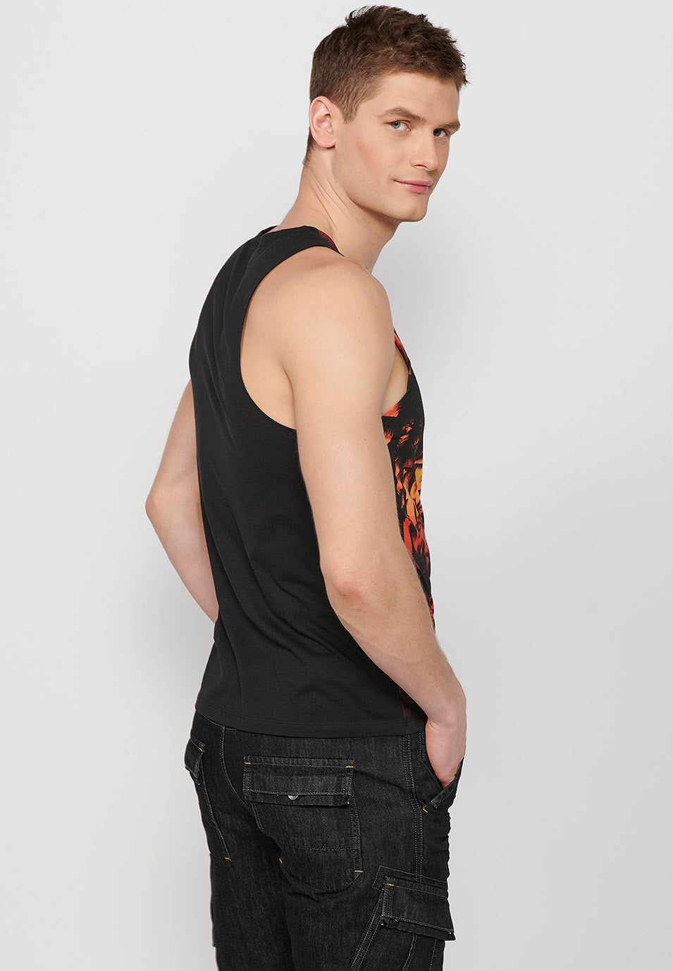Camiseta Hombre Sin Mangas de Tirantes Estampado Venice Beach – Koroshi Multicolor