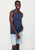 Camiseta Hombre Sin Mangas de Tirantes Efecto Desgastado de Algodón – Koroshi Índigo