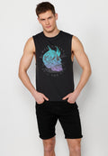 Camiseta Hombre Sin Mangas Boxing con Estampado Calavera de Algodón – Koroshi Antracita