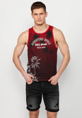 Camiseta Hombre Sin Mangas de Tirantes con Estampado Degradado de Algodón – Koroshi Rojo