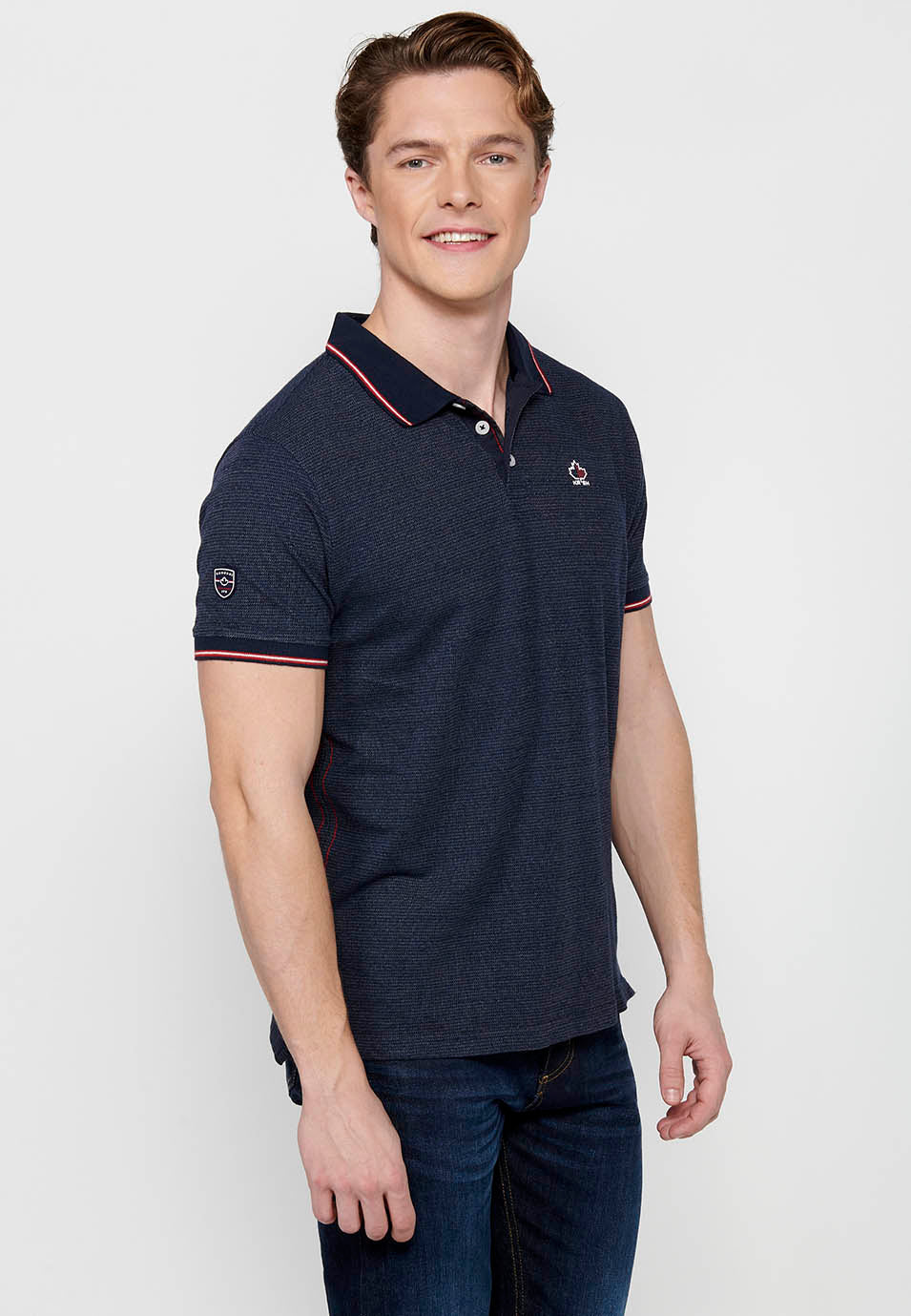Polo Hombre Manga Corta Cuello Camisero con Botones – Koroshi Navy