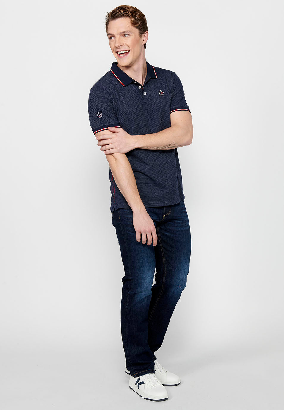 Polo Hombre Manga Corta Cuello Camisero con Botones – Koroshi Navy