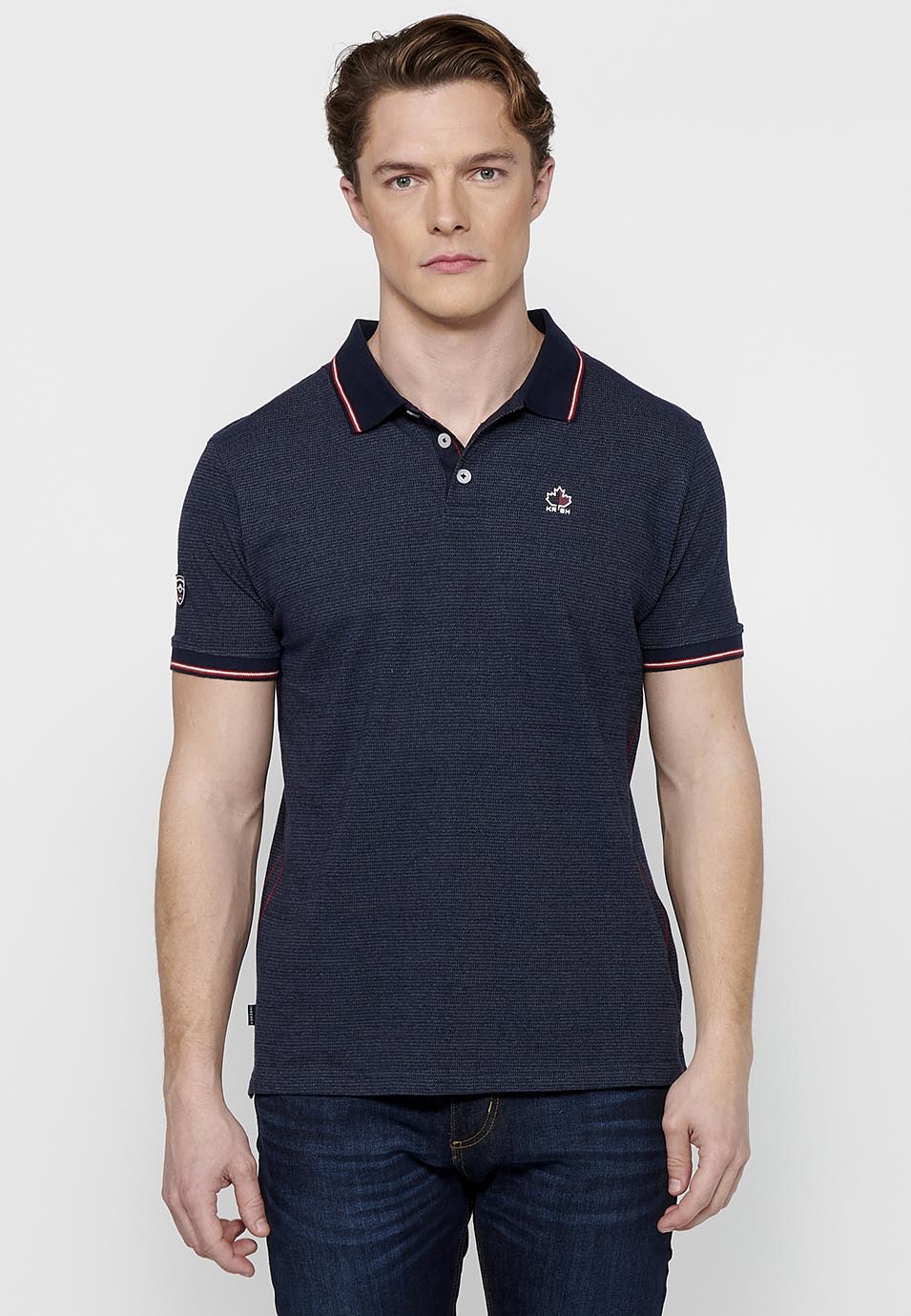Polo Hombre Manga Corta Cuello Camisero con Botones – Koroshi Navy