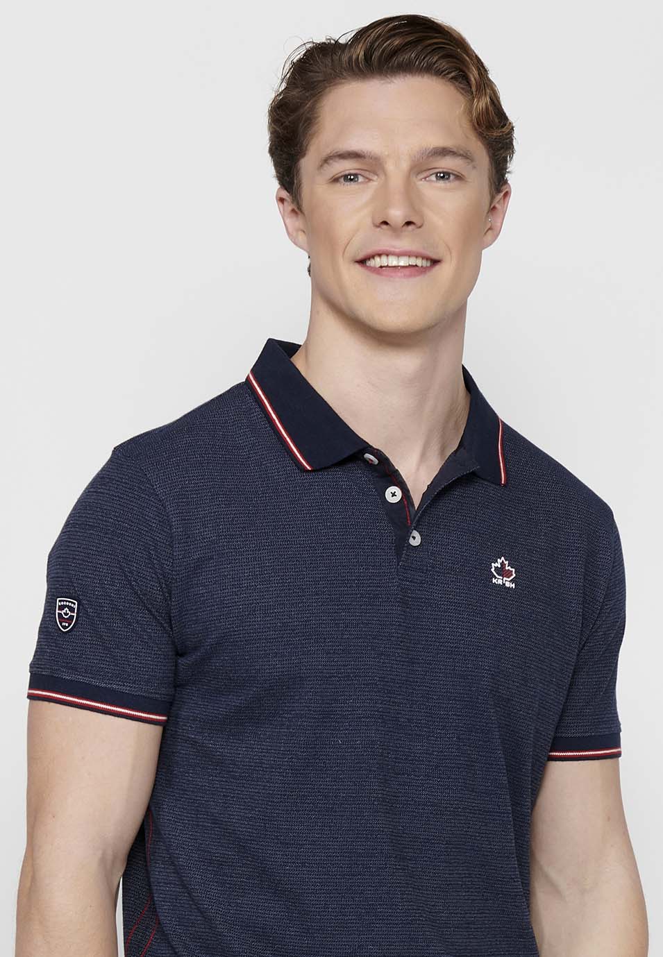 Polo Hombre Manga Corta Cuello Camisero con Botones – Koroshi Navy