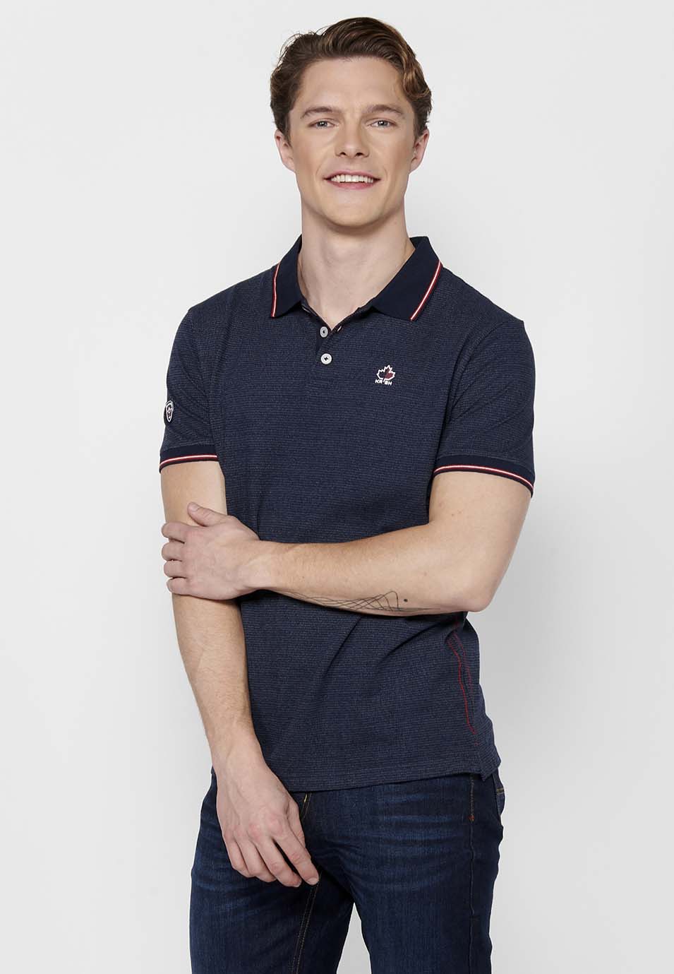 Polo Hombre Manga Corta Cuello Camisero con Botones – Koroshi Navy