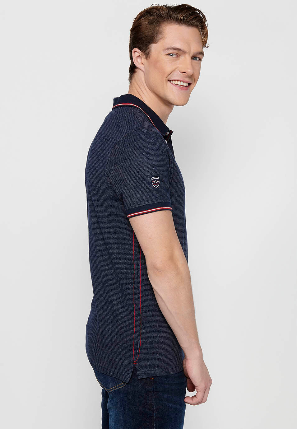 Polo Hombre Manga Corta Cuello Camisero con Botones – Koroshi Navy