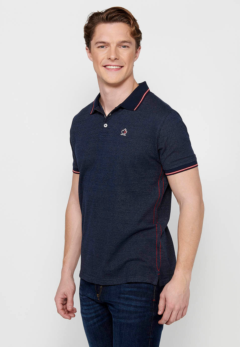 Polo Hombre Manga Corta Cuello Camisero con Botones – Koroshi Navy